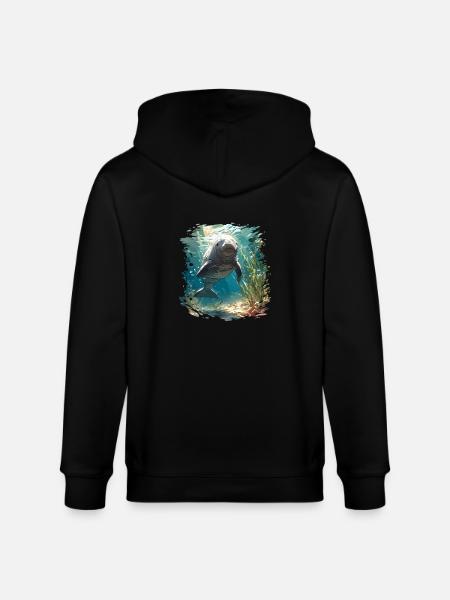 Manatee Dugongs Dugong - Stanley/Stella CULTIVATOR Unisex Organic Hooded Jacket - black