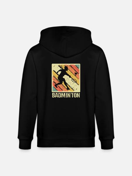 Badminton Retro Sunset Player - Stanley/Stella CULTIVATOR Unisex Organic Hooded Jacket - black