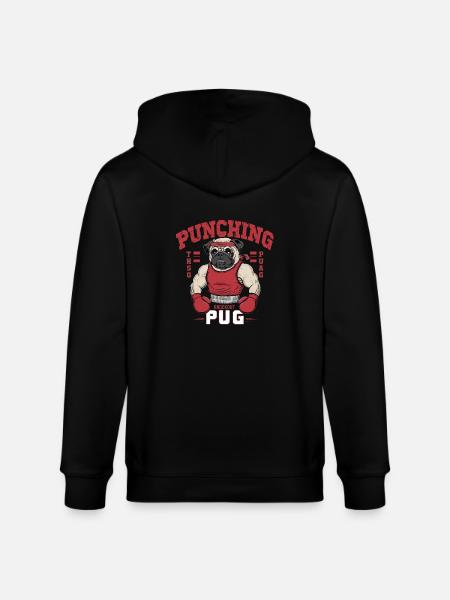 Mops Hundehalter Mops Punching Pug - Stanley/Stella Unisex Bio-Kapuzenjacke CULTIVATOR - Schwarz