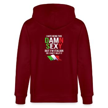 Italienisch Italia Italien - Stanley/Stella Unisex Bio-Kapuzenjacke CULTIVATOR  - Burgunderrot - Hinten - Anna (173cm)