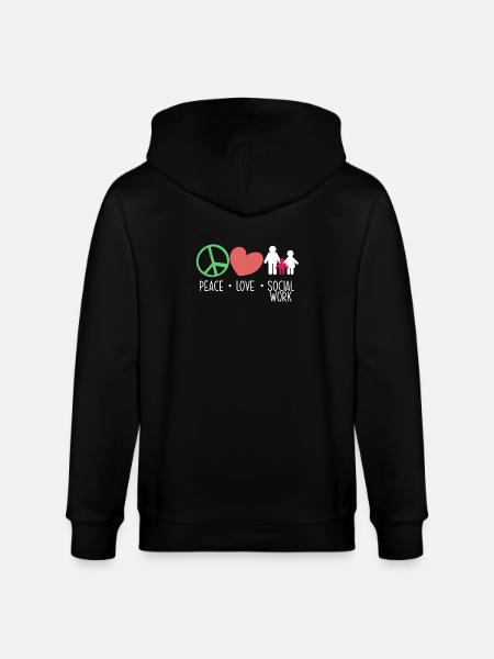 Paz, Amor, Trabajo Social - Chaqueta con capucha ecológica unisex CULTIVATOR de Stanley/Stella - negro