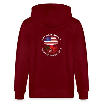Portugal - Stanley/Stella Unisex Bio-Kapuzenjacke CULTIVATOR  - Burgunderrot - Hinten - Anna (173cm)