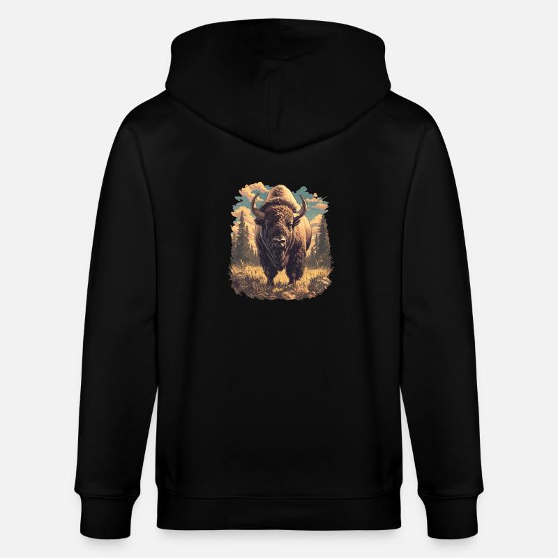 Bisons Bison - Stanley/Stella Unisex Bio-Kapuzenjacke CULTIVATOR  - Schwarz