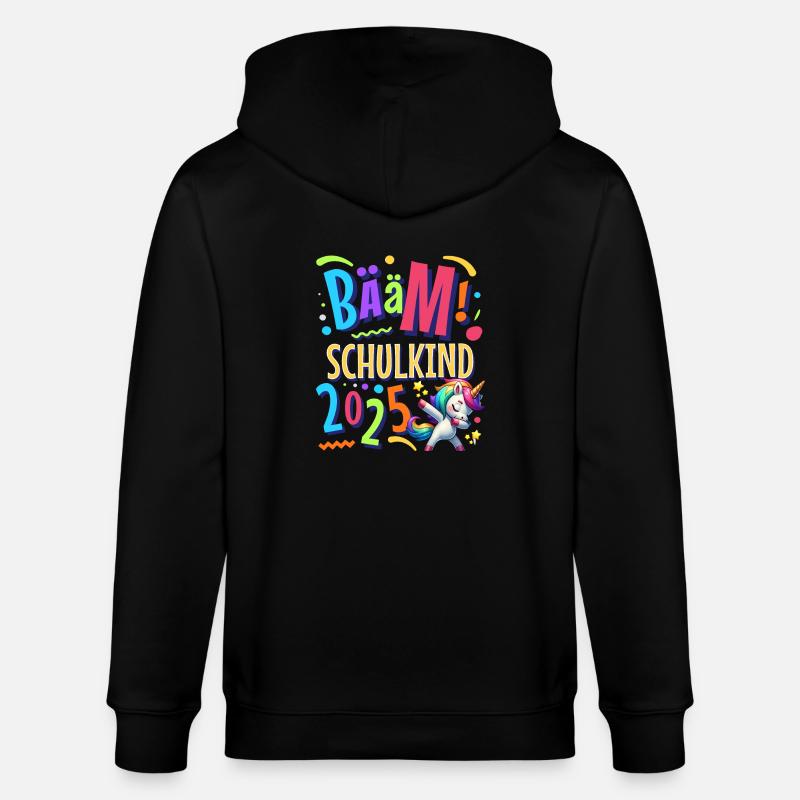 Bääm Schulkind 2025 Einhorn - Stanley/Stella Unisex Bio-Kapuzenjacke CULTIVATOR  - Schwarz