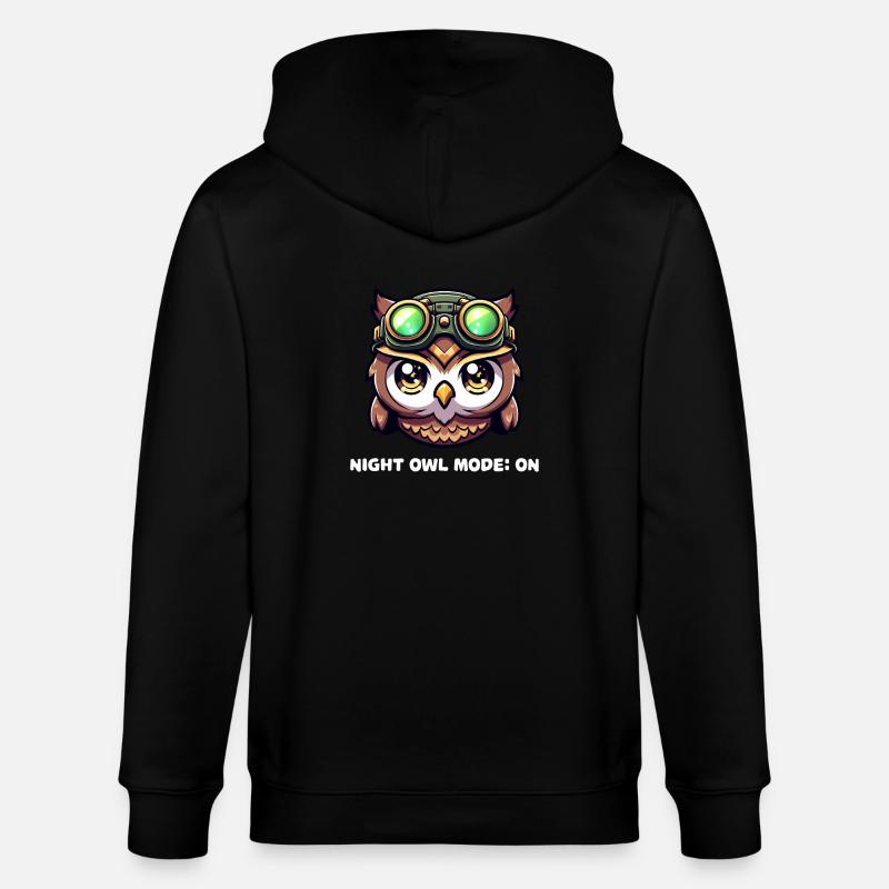 Nachteulen-Modus: Über Eulen-Design - Stanley/Stella Unisex Bio-Kapuzenjacke CULTIVATOR  - Schwarz