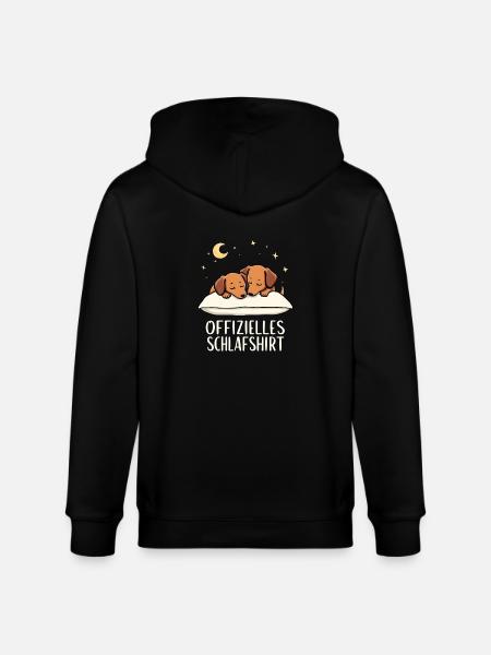 Official Sleeping Shirt Dachshund Pair - Stanley/Stella CULTIVATOR  Unisex Organic Hooded Jacket - black
