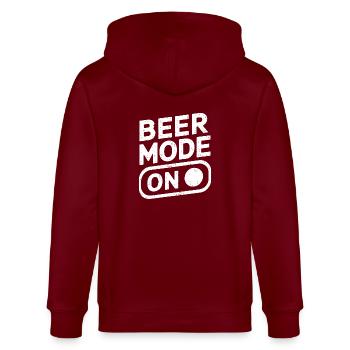 Beer Mode On Bierspruch Trinkspruch - Stanley/Stella Unisex Bio-Kapuzenjacke CULTIVATOR  - Burgunderrot - Hinten - Anna (173cm)