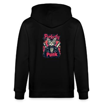 Punk Katze für einen Punker Katzenfreund - Stanley/Stella Unisex Bio-Kapuzenjacke CULTIVATOR  - Schwarz - Hinten - Anna (173cm)