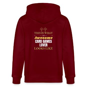 This is what an awesome Card games lover looks lik - Stanley/Stella CULTIVATOR  Unisex Organic Hooded Jacket - burgundy - Back - Anna (173cm)