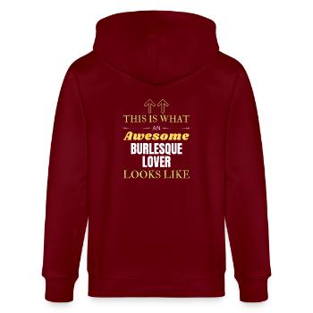 This is what an awesome Burlesque lover looks like - Stanley/Stella CULTIVATOR  Unisex Organic Hooded Jacket - burgundy - Back - Anna (173cm)