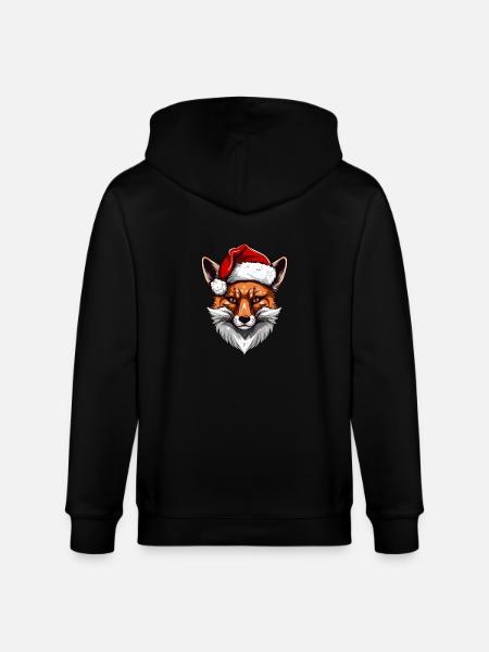 Fox Head Christmas Portrait - Stanley/Stella CULTIVATOR  Unisex Organic Hooded Jacket - black