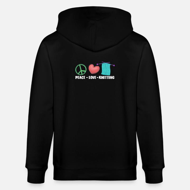 Frieden Liebe Stricken Handarbeit - Stanley/Stella Unisex Bio-Kapuzenjacke CULTIVATOR  - Schwarz
