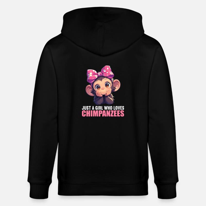 Chimpanzee Schimpansen Schimpanse - Stanley/Stella Unisex Bio-Kapuzenjacke CULTIVATOR  - Schwarz