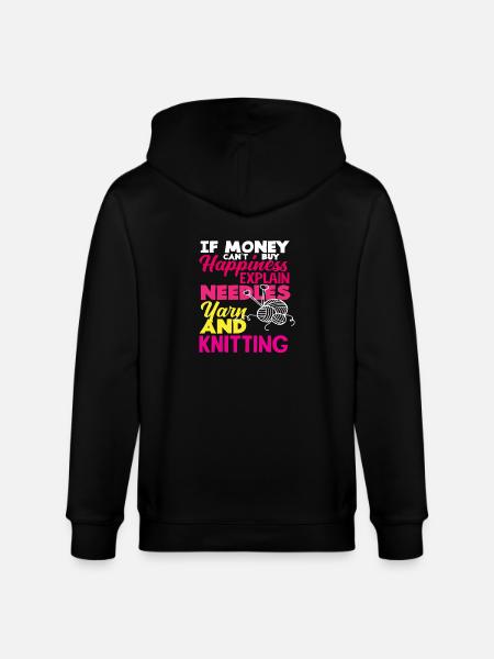 Wool Needles and Knitting Happy - Stanley/Stella CULTIVATOR  Unisex Organic Hooded Jacket - black