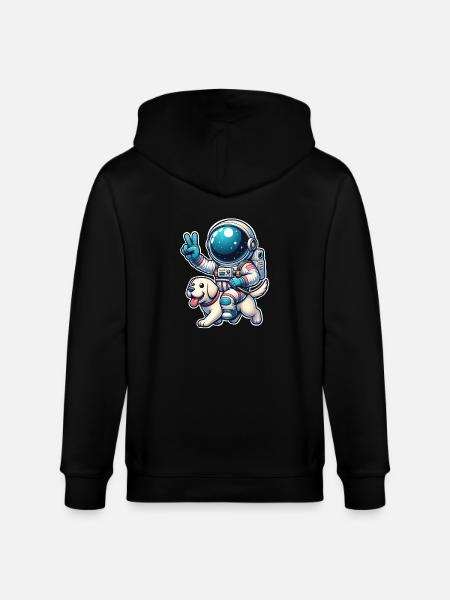 Astronaut Dog - Stanley/Stella CULTIVATOR  Unisex Organic Hooded Jacket - black