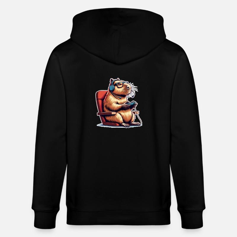 Capybara Nerd du jeu - Veste à capuche bio CULTIVATOR Stanley/Stella Unisexe - noir