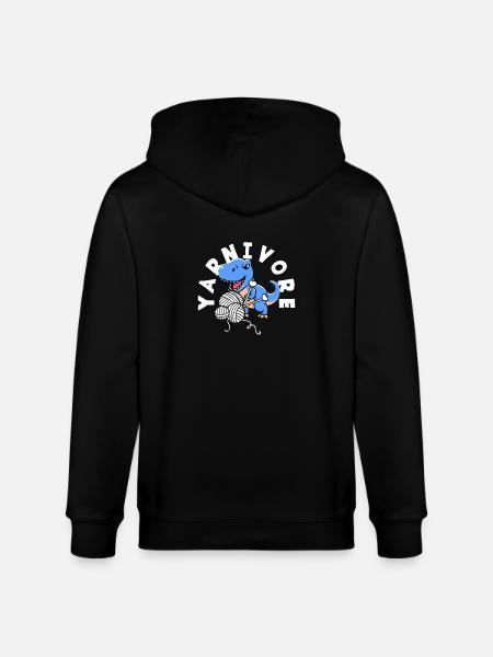 Knitting Dinosaur Yarnivore Fun - Stanley/Stella CULTIVATOR  Unisex Organic Hooded Jacket - black