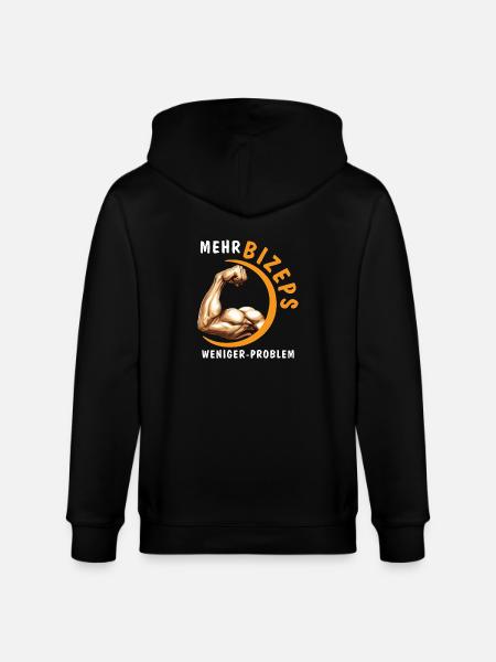 MORE BICEPS, LESS PROBLEM - Stanley/Stella CULTIVATOR  Unisex Organic Hooded Jacket - black