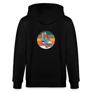 Coole Retro Rollschuhe 80er - Stanley/Stella Unisex Bio-Kapuzenjacke CULTIVATOR  - Schwarz - Hinten - Anna (173cm)