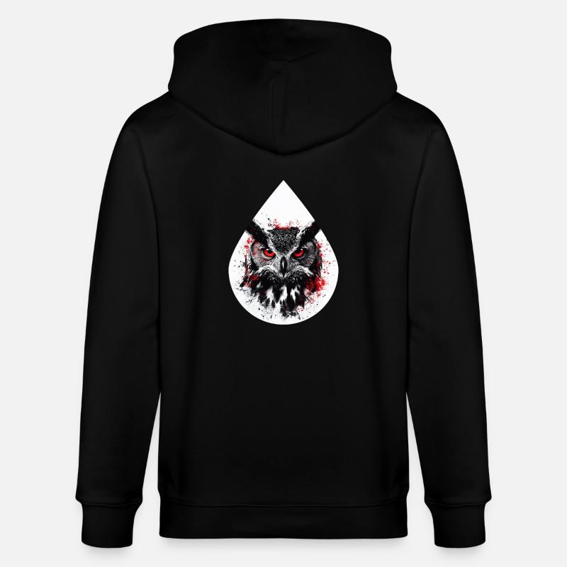 Trashpolka Eule Schwarz Rot - Stanley/Stella Unisex Bio-Kapuzenjacke CULTIVATOR - Schwarz