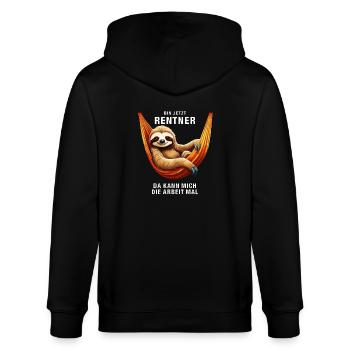 FAULTIER BIN JETZT RENTNER - Stanley/Stella Unisex Bio-Kapuzenjacke CULTIVATOR  - Schwarz - Hinten - Anna (173cm)