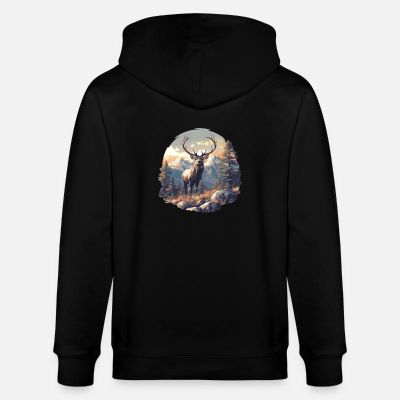 Hirsche Hirsch - Stanley/Stella Unisex Bio-Kapuzenjacke CULTIVATOR  - Schwarz