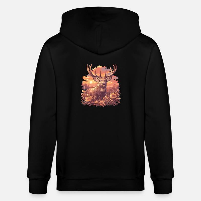 Hirsche Hirsch - Stanley/Stella Unisex Bio-Kapuzenjacke CULTIVATOR  - Schwarz