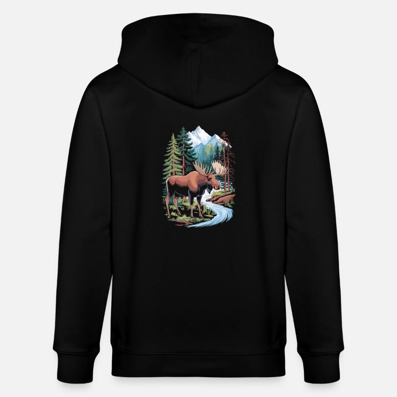 Elch - Stanley/Stella Unisex Bio-Kapuzenjacke CULTIVATOR  - Schwarz