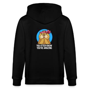 Otter - Stanley/Stella Unisex Bio-Kapuzenjacke CULTIVATOR  - Schwarz - Hinten - Anna (173cm)