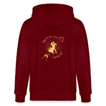 Happy New Year 2025 Only With You - Stanley/Stella CULTIVATOR  Unisex Organic Hooded Jacket - burgundy - Back - Anna (173cm)