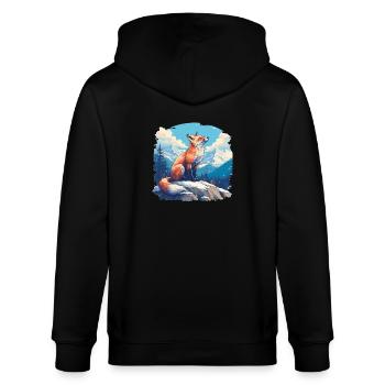 Füchse Fuchs - Stanley/Stella Unisex Bio-Kapuzenjacke CULTIVATOR  - Schwarz - Hinten - Anna (173cm)