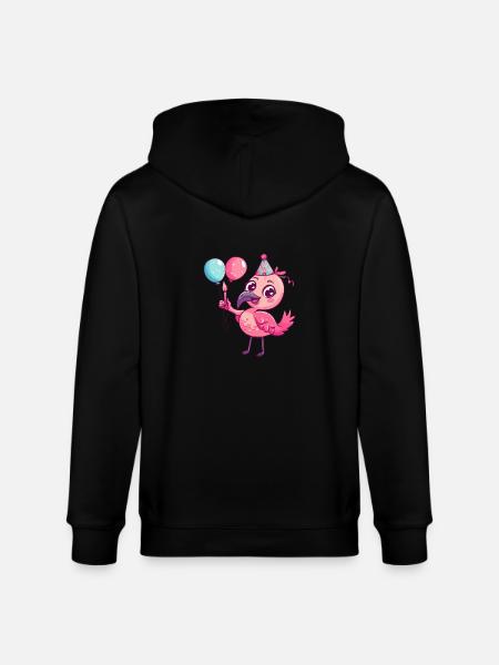 Flamingo Birthday Comic Cute - Stanley/Stella CULTIVATOR Unisex Organic Hooded Jacket - black