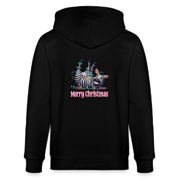 Süßes Zebra mit Lichterkette Merry Christmas - Stanley/Stella Unisex Bio-Kapuzenjacke CULTIVATOR  - Schwarz - Hinten - Anna (173cm)