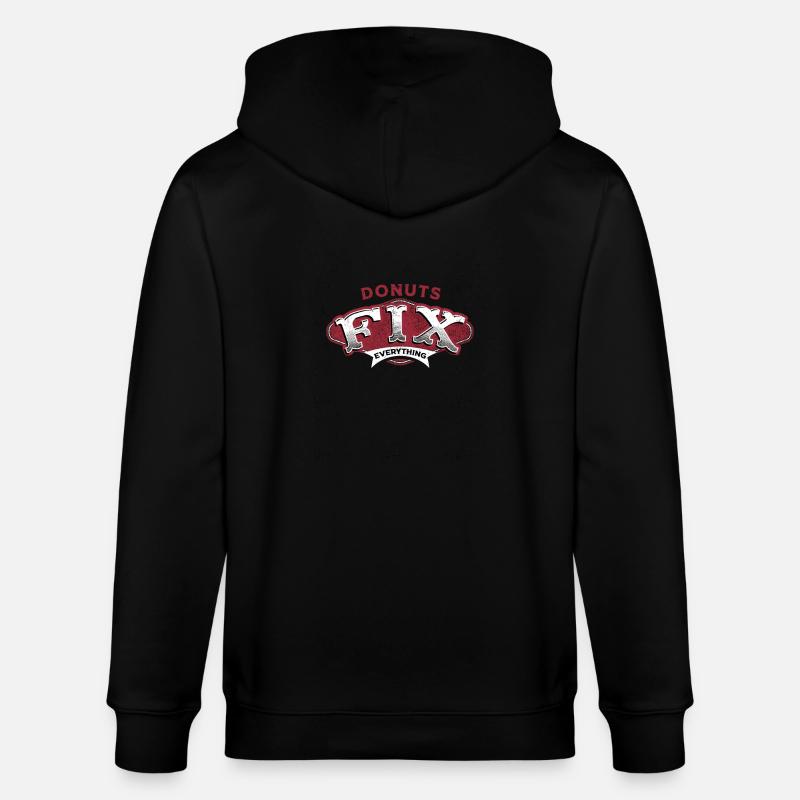 Donuts Fix Everything Retro-Vibe - Stanley/Stella Unisex Bio-Kapuzenjacke CULTIVATOR  - Schwarz