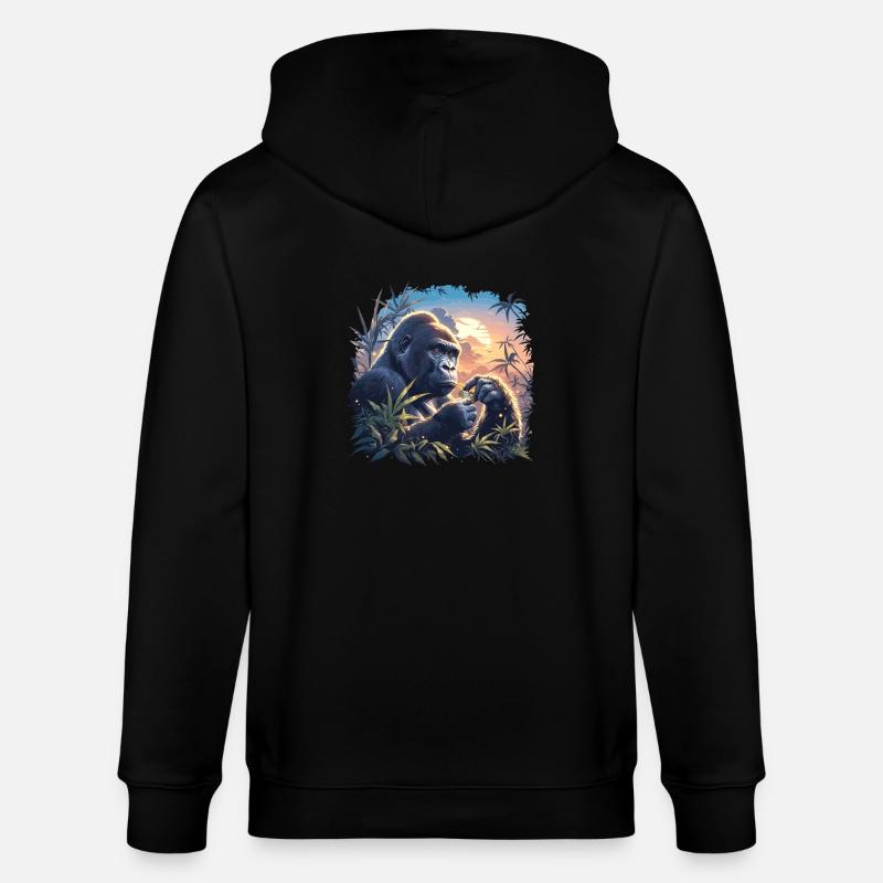 Gorillas Gorilla - Stanley/Stella CULTIVATOR  Unisex Organic Hooded Jacket - black