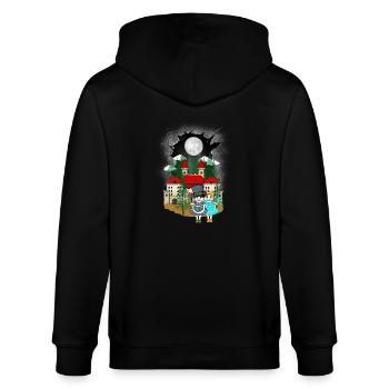 Kinder Kind Märchen Märchenfigur Katze Katzen - Stanley/Stella Unisex Bio-Kapuzenjacke CULTIVATOR  - Schwarz - Hinten - Anna (173cm)
