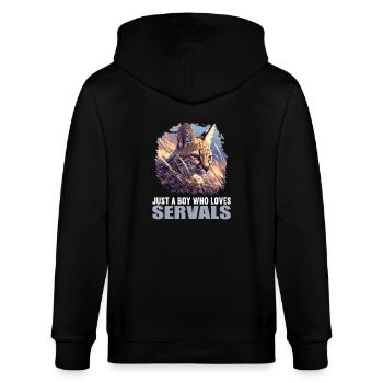 Servale Serval - Stanley/Stella Unisex Bio-Kapuzenjacke CULTIVATOR  - Schwarz - Hinten - Anna (173cm)