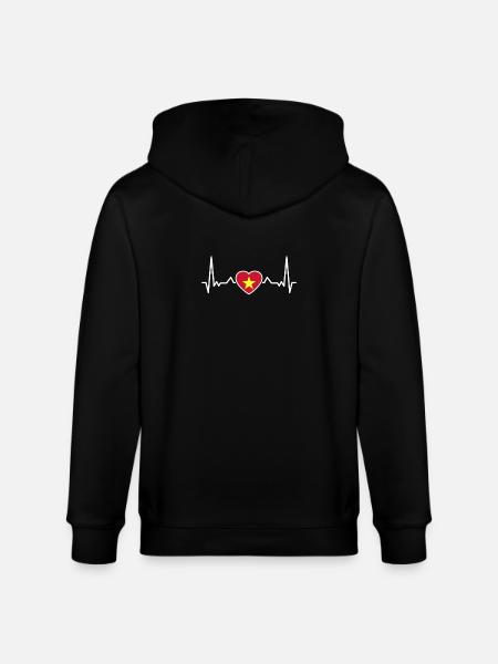 Vietnam Heartbeat Vietnamese Flag - Stanley/Stella CULTIVATOR Unisex Organic Hooded Jacket - black