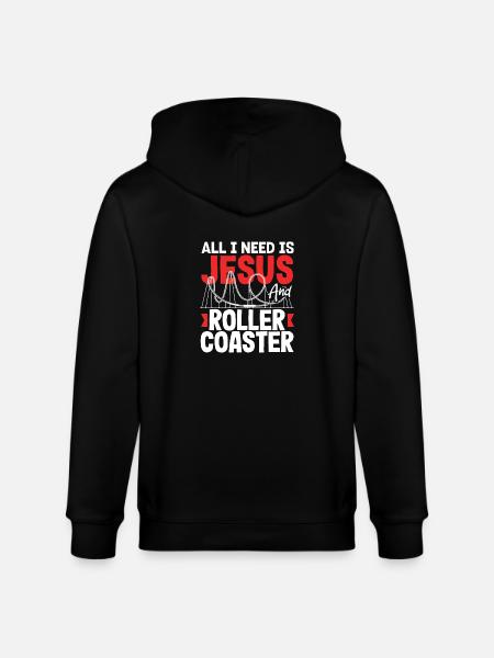Jesus and Roller Coaster Lovers - Stanley/Stella CULTIVATOR  Unisex Organic Hooded Jacket - black