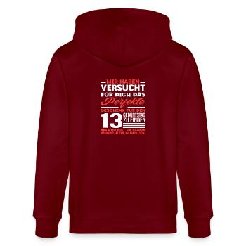 13e anniversaire Cadeau parfait - Veste à capuche bio CULTIVATOR Stanley/Stella Unisexe - bordeaux - Dos - Anna (173cm)