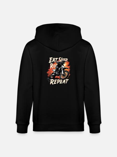 Motocross Eat Sleep Ride Repeat - Stanley/Stella CULTIVATOR  Unisex Organic Hooded Jacket - black