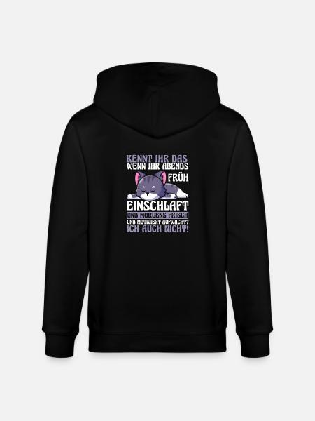 Lazy Late Riser Motivation Cat - Stanley/Stella CULTIVATOR Unisex Organic Hooded Jacket - black