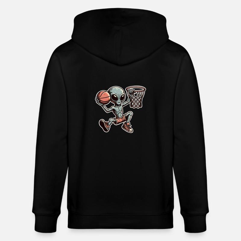 Basketball Dunking Alien - Veste à capuche bio CULTIVATOR Stanley/Stella Unisexe - noir