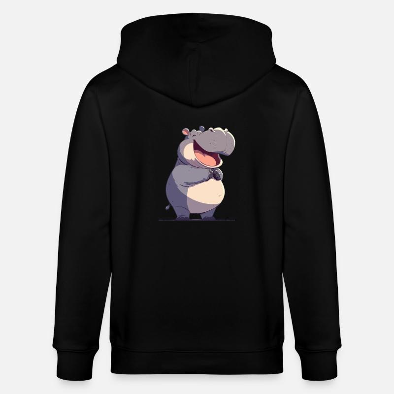 Nilpferd Flußpferd - Stanley/Stella Unisex Bio-Kapuzenjacke CULTIVATOR  - Schwarz