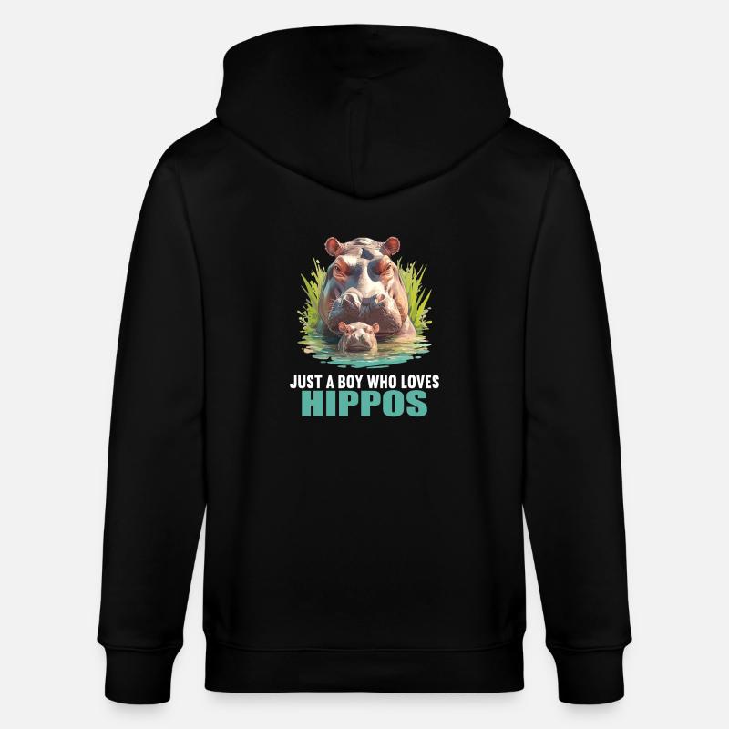 Nilpferd Flußpferd - Stanley/Stella Unisex Bio-Kapuzenjacke CULTIVATOR  - Schwarz