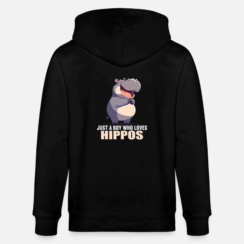 Nilpferd Flußpferd - Stanley/Stella Unisex Bio-Kapuzenjacke CULTIVATOR  - Schwarz