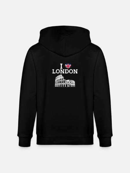 I Love London Colosseum England Heart Flag London - Stanley/Stella CULTIVATOR Unisex Organic Hooded Jacket - black