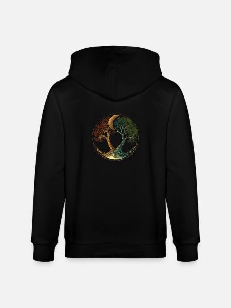 Livets træ med månen og årstiderne skifter - Stanley/Stella økologisk unisex-hættejakke CULTIVATOR - sort