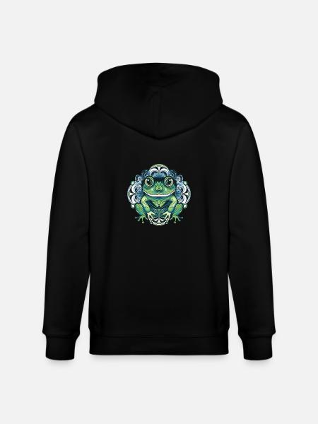 Frog Portrait - Stanley/Stella CULTIVATOR Unisex Organic Hooded Jacket - black