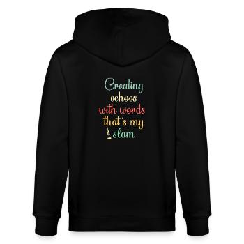 Poetry Slam Schriftsteller Poet Literatur Slam - Stanley/Stella Unisex Bio-Kapuzenjacke CULTIVATOR  - Schwarz - Hinten - Anna (173cm)